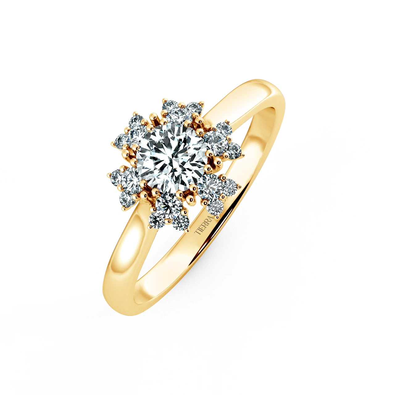 Apricot Blossom Halo engagement Ring with shiny Band NCH2002 3